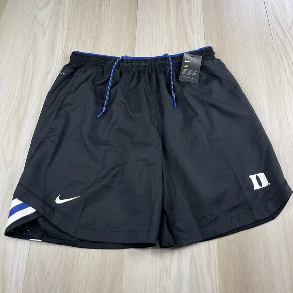 Nike Duke Blue Devils Dri-Fit Athletic Shorts Men's Size XXL 2XL Black/Blue NEW - Picture 1 of 10